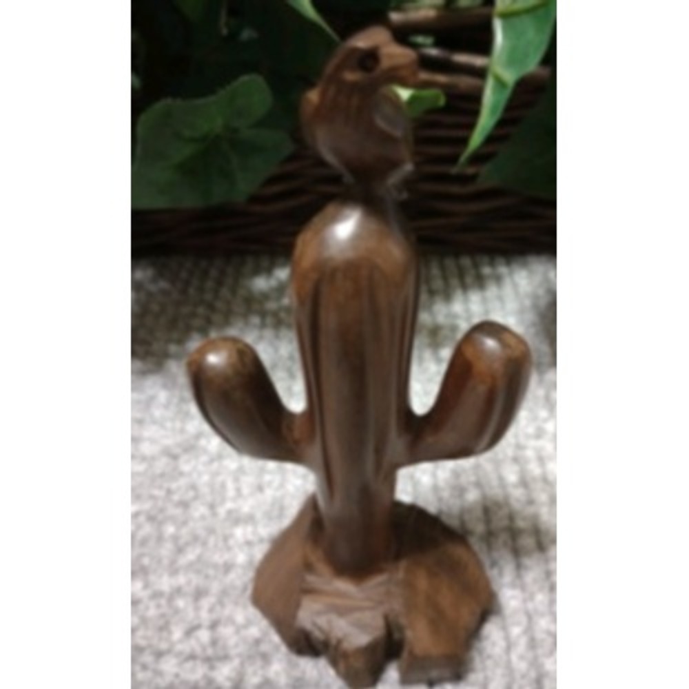 Vtg. Hand Carved Ironwood Eagle on Saguaro Cactus Southwestern Sculpture Decor